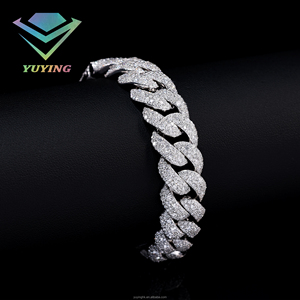 Pulsera cubana personalizada con diamantes cultivados en laboratorio, certificado IGI, claridad VVS1/VS1, plata de ley 925, chapada en rodio blanco, regalo estilo hip-hop. - Product Image 4