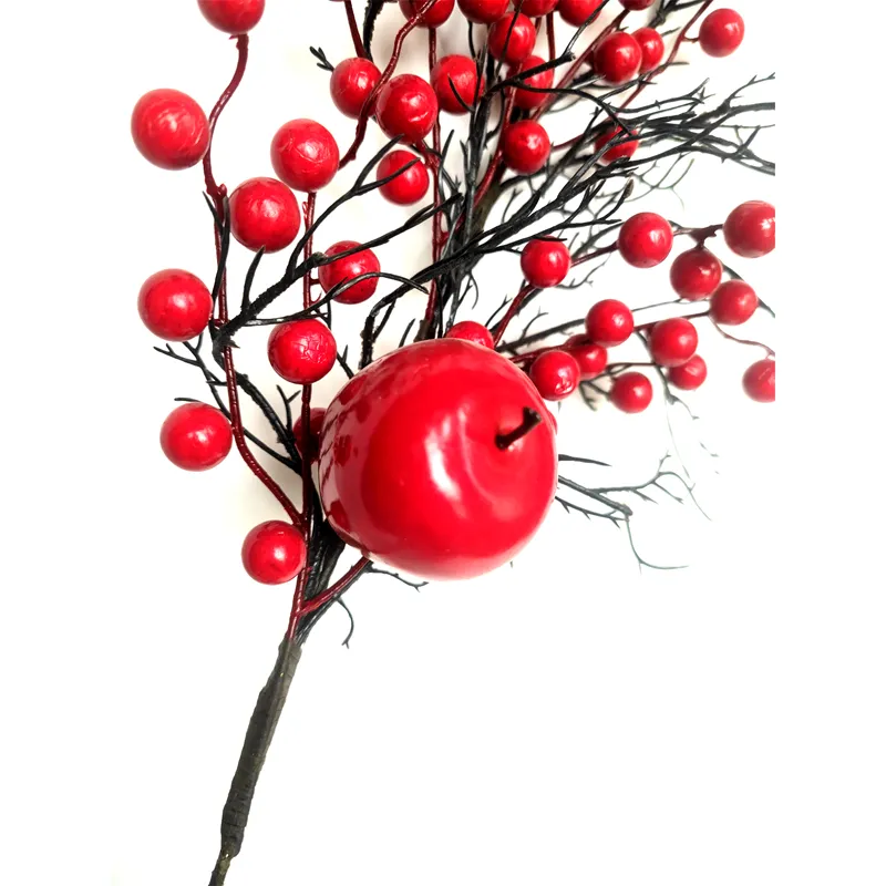 2022 red berry pine cone needle grape leaves artificial Christmas decoration Artificial Holly Tree Pick tree desk whole sale