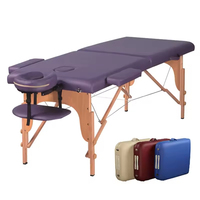 Lit de massage de salon de beauté pliable moderne de luxe, durable, à haute stabilité, avec pieds en bois