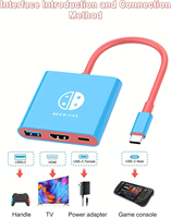 Base de Conexión Portátil para Nintendo Switch 2, 4K/60Hz, Divisor USB C, 3 en 1, Puerto Tipo C, Adaptador de TV
