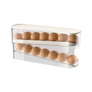 Double Layer Rolling Egg Dispenser and <b>Storage</b> Organizer Container Refrigerator Egg <b>Storage</b> <b>Box</b> - Product Image 1