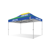Gazebo commercial pliable 10x15 pieds, résistant à l'eau, avec logo imprimé, installation facile, tente pliante stable avec drapeaux