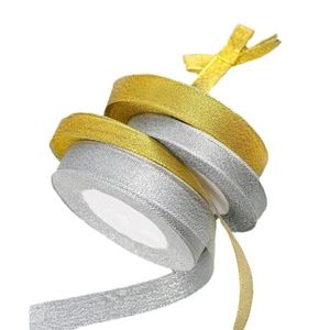 Cinta de satén de poliéster 100% de 2 cm con purpurina plateada de una sola cara y patrón liso para embalaje de cajas de repostería, en stock del fabricante - Product Image 5