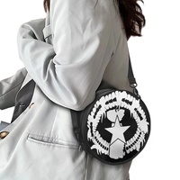 Sac à main rond en PU Saipan Splash personnalisé de qualité supérieure avec bandoulière réglable pour les vacances, les sorties et les cadeaux du Nouvel An