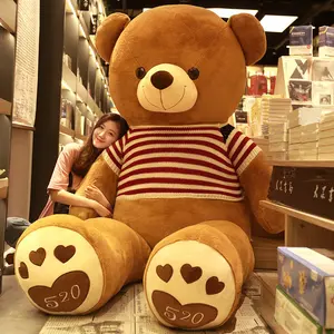 Haute qualité saint valentin cadeau d'anniversaire géant pull ours en peluche poupée amour grand ours poupée gros Teddy câlin ruban ours