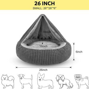 Vente en gros de paniers pour animaux de compagnie en coton PP écologique, motif uni, fourrure longue et moelleuse pour l'hiver, nid pour <span class=keywords><strong>chien</strong></span> et chat, lit pour chat, grotte en carton - Product Image 4