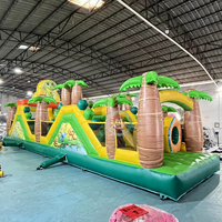 Parcours d'obstacles gonflable sur le thème de la jungle pour enfants, jeu commercial gonflable, défi sportif, jouets