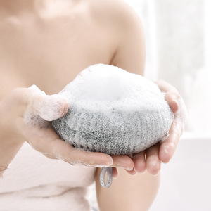Bath <b>Sponge</b> Oval Foaming <b>Exfoliating</b> Massage Bath Ball For Men Women General Use Beige Pale Blue Balsam Pink Blood Red - Product Image 3