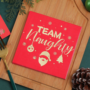 Cross-border Christmas party napkin creative hot foil stamping <b>set</b>, <b>square</b> paper decoration, disposable paper napkin wholesale - Product Image 4