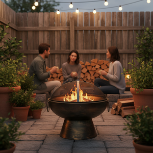 Braciere e <span class=keywords><strong>Griglia</strong></span> BBQ 2-in-1 in Acciaio Stile Rustico, <span class=keywords><strong>Caminetto</strong></span> da Esterno a Legna con Schermo Antifiamma per Giardino, Campeggio e Patio - Product Image 1