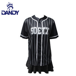 Maglie da Baseball con strass da Cheerleading nere in poliestere 100% per bambini sublimate - Product Image 2