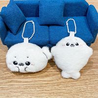 Mignon pendentif porte-clés en peluche phoque de dessin animé, jouet en peluche, rembourrage en coton PP
