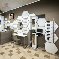 MOOKOO Présentoir à lunettes moderne personnalisé en bois blanc et gris avec éclairage LED pour un montage mural facile et luxueux