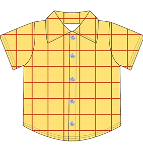 T-shirt bébé garçon à manches courtes en tissu écossais jaune personnalisé BT1691, t-shirt pour bébé, vêtements d'été à boutons - Product Image 1