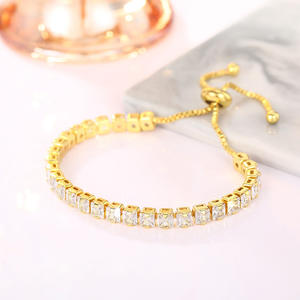 Elegante bracciale con diamanti per donna, in argento, con taglio rotondo brillante, colore naturale G, stile classico, gioielli da indossare tutti i giorni - Product Image 3