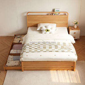 660156 Quanu, оптовая цена, прочный каркас односпальной кровати из массива дерева с мебелью для хранения спальни - Product Image 3