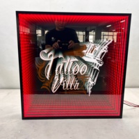 Espejo Infinito Abyss, Letrero Luminoso Personalizado con Caracteres LED, Decoración de Pared de Fondo Publicitario de Vidrio, Luz de Neón para Tiendas Minoristas