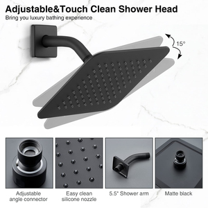 Kit <span class=keywords><strong>Doccia</strong></span> <span class=keywords><strong>a</strong></span> Pioggia Aquacubic <span class=keywords><strong>da</strong></span> Parete Nero con Doppia Funzione e Corpo in Ottone - Product Image 4