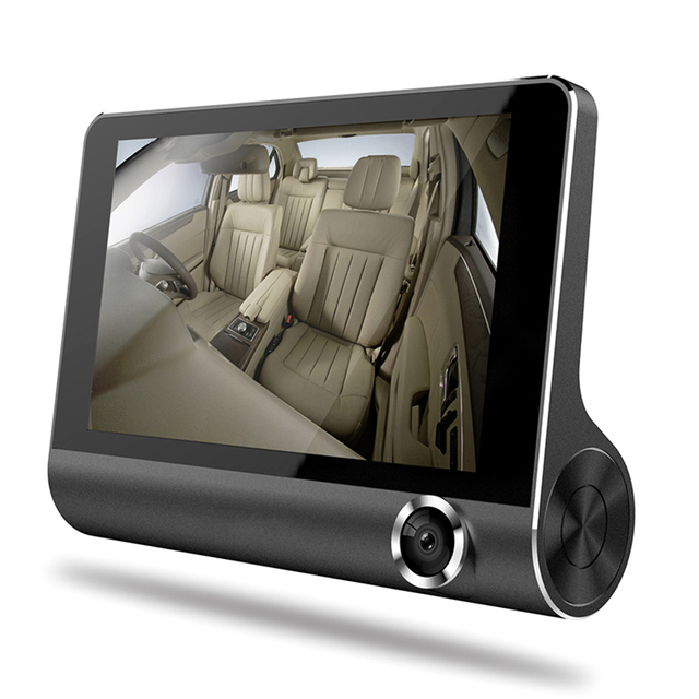 4 Inch HD 3 Lens Channel Dash Cam Wide Angle HD Screen Car DVR with Night Vision Video Recorder Camcorder Vehicle Monitoring
