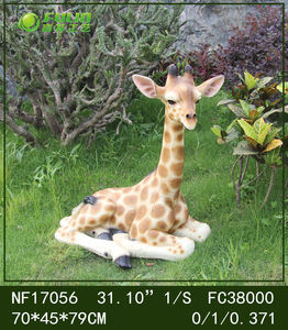 大型等身大ファイバーグラス製キリン像、手作り、耐候性、屋外ガーデンオーナメント、アールデコデザイン - Product Image 2