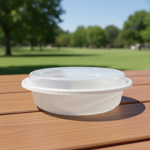 Conteneur de stockage alimentaire rond en plastique robuste avec couvercle hermétique, sans BPA, réutilisable pour la cuisine à domicile - Product Image 1