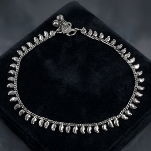 925artpalace Nueva Tobillera de Plata Vintage con Detalles Metálicos Blancos Brillantes - Product Image 3