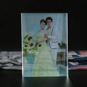 Marco de cristal para fotos, decoración personalizada con grabado láser, 3d, para regalos de boda