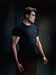 T-shirt Sportiva da <span class=keywords><strong>Uomo</strong></span> a Maniche Corte, <span class=keywords><strong>Slim</strong></span> <span class=keywords><strong>Fit</strong></span>, 220 Grammi, in Spandex/Nylon Elasticizzato, con Stampa, per Allenamento Sportivo - Product Image 4