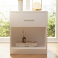 Table de chevet en bois moderne et minimaliste de luxe léger avec compartiment de rangement ouvert 40x40cm, armoire de chevet intelligente peu encombrante