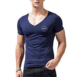 JL0329B maglietta estiva in cotone di alta qualità da <span class=keywords><strong>uomo</strong></span> T-Shirt con scollo a v di Design in tinta unita Casual <span class=keywords><strong>abbigliamento</strong></span> <span class=keywords><strong>classico</strong></span> da <span class=keywords><strong>uomo</strong></span> Top Tee Shirt da <span class=keywords><strong>uomo</strong></span> - Product Image 2