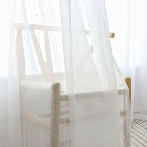 Japanese-style Striped <strong>White</strong> <strong>Sheer</strong> Curtains Minimalist Design Woven Polyester <strong>Fabric</strong>-Project-Grade for Cross-Border Trade - Product Image 2