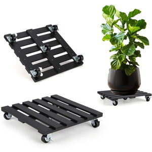 Support pour plantes avec roulettes, chariot à plantes en bois robuste avec rotation à 360° °   Roulettes pour grands pots de plantes, pots de fleurs, patio - Product Image 3