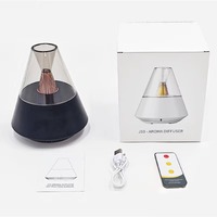 Diffuseur d'huiles essentielles pour la chambre, lumière de nuit LED, humidificateur aromathérapie à flamme, brumisateur d'air de table, ultrasonique 150 ml, maison, bureau