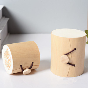Caja redonda de madera de abedul hecha a mano para regalo, para envasar té, contenedor de almacenamiento artesanal - Product Image 4