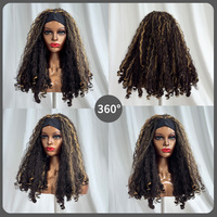 Perruque Bandeau Synthétique Yaki 19 Pouces Noire avec Mèches Blond Miel Bouclées Fausses Locks Résistantes à la Chaleur Prête à Porter OEM Privé