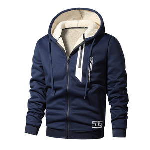 Chaqueta de Forro Polar de Poliéster para Hombre, Estilo Casual, Sólida, con Cierre de Cremallera y Capucha, Cálida para Invierno, Tejido de Lona - Product Image 2