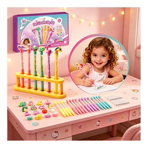 Kit de fabrication de stylos scintillants personnalisable avec breloques de dessins animés mignons, poudre de paillettes et tiges de recharge – Idéal pour les fêtes, les loisirs créatifs pour enfants et les cadeaux. - Product Image 2