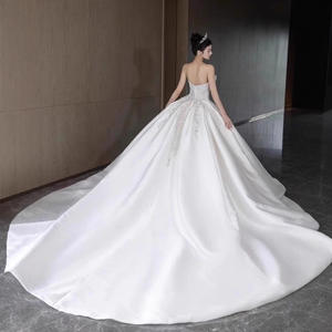 Nuevo Vestido <span class=keywords><strong>de</strong></span> Novia <span class=keywords><strong>de</strong></span> Satén 2025 <span class=keywords><strong>de</strong></span> Alta Calidad Estilo Retro Francés con Top <span class=keywords><strong>de</strong></span> Tubo y Decoración <span class=keywords><strong>de</strong></span> Encaje Gasa Ligera <span class=keywords><strong>para</strong></span> Salir - Product Image 5