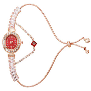 Elegante reloj de pulsera extraíble para mujer, reloj de pulsera ovalado con incrustaciones de circonitas para mujer - Product Image 1
