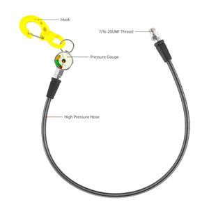 DIDEEP Tuyau de manomètre de plongée haute pression <span class=keywords><strong>SPG</strong></span> 15cm 65cm 80cm avec mousqueton - Product Image 3