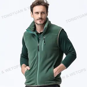 OEM Custom Winter Outdoor Full Zip Polar Fleece Vest Sleeveless Warm Casual Winter Vest Jacket Outdoor Men's Vest