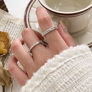 S925 Sterling Silver Letter <b>Open</b> <b>Ring</b> For Women Gift Jewelry - Product Image 2