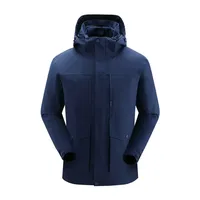 Parka cargo à capuche noir mat, imperméable avec rabat coupe-vent, manteau d'extérieur à bandes réfléchissantes, logo personnalisé en gros