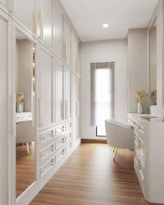 Luxury Modern Walk-in Closet | Custom Floor-to-Ceiling Glass <b>Wardrobe</b> with Soft-Close <b>Wardrobe</b> with LED Dressing Table - Product Image 3