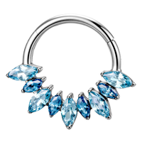 Anneau de septum, piercing segmenté pour le nez, boucle d'oreille, piercing hélix, anneau daith en titane zircon ASTM F136 - Bijoux de piercing corporel raffinés pour mariage