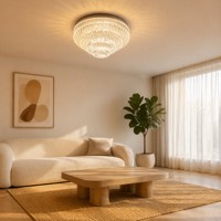 Plafonnier en cristal sculpté de 330 mm, texture côtelée et facetée, motif soleil, cadre argenté brossé, design moderne