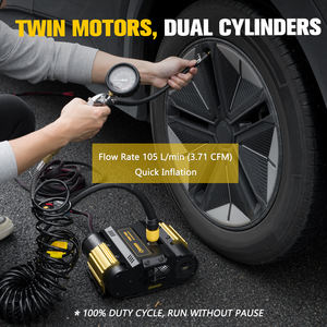 Compresor de Aire Portátil de 12V de Conexión Rápida BUNKER INDUST con Montaje Flexible para Inflar Neumáticos de Vehículos Todoterreno - Product Image 2