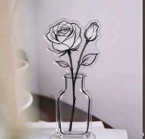 Pince à notes en acrylique motif fleur, support de photos et mémos, ornement de bureau, décoration maison et bureau, vente en gros - Product Image 3