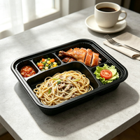 Boîtes à emporter en gros de grande taille, de qualité alimentaire, à 5 compartiments, contenants alimentaires jetables, sans BPA, en plastique PS, boîtes à lunch bento avec couvercle