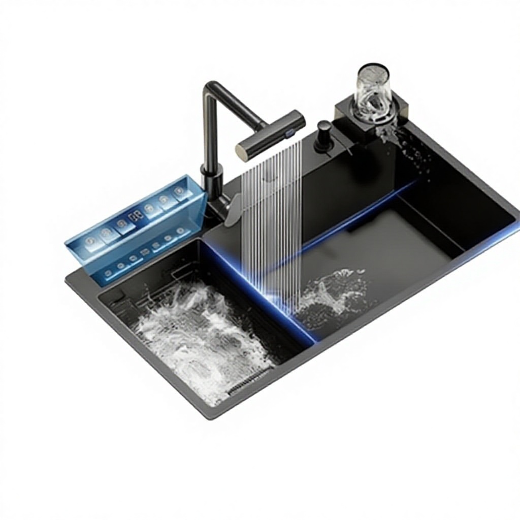 2026 Electric Home Commercial Use Smart Sink Dishwasher 8 Capacity Stainless Steel Ultrasonic Purification Seafood Fruits 3-Year